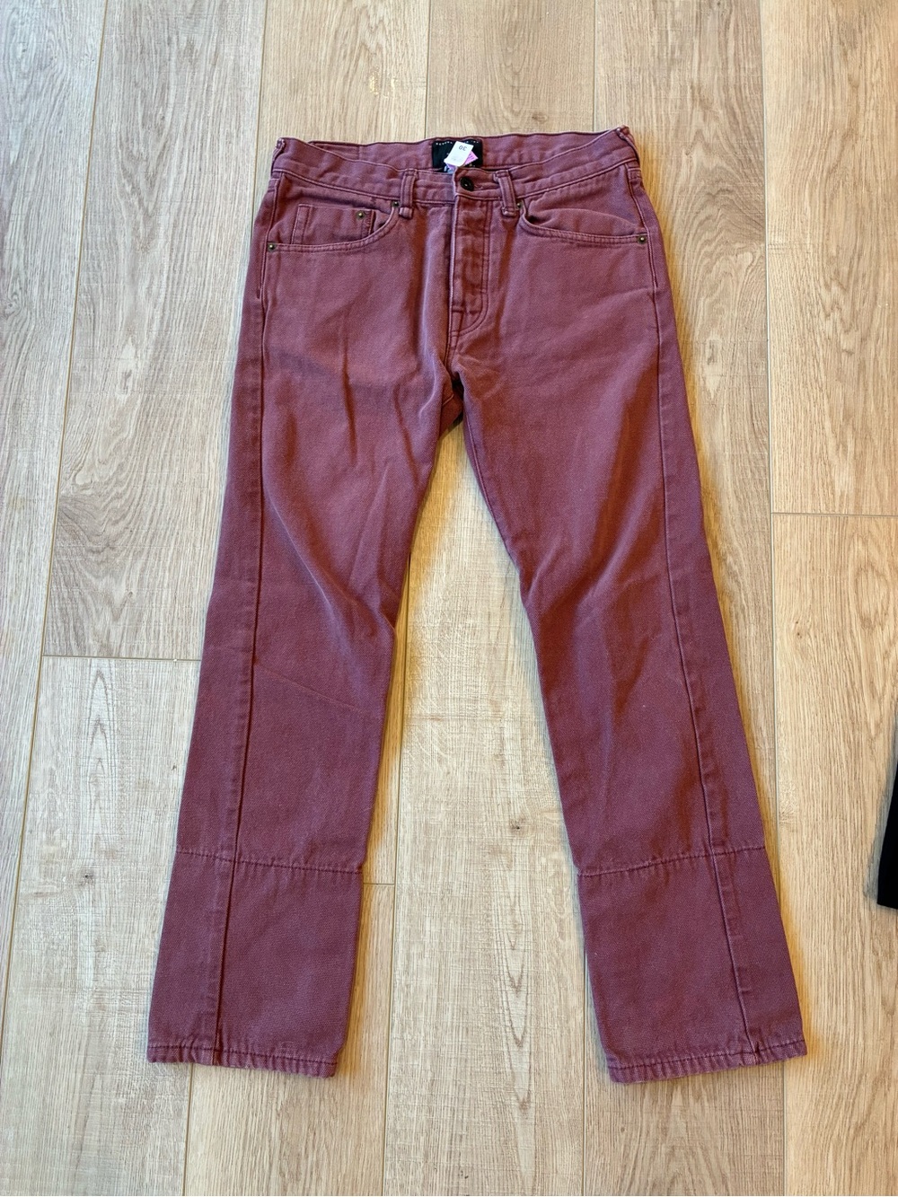 10 Deep Straight-Leg jeans in Burgundy button fly 5 pocket cotton size 6 fall